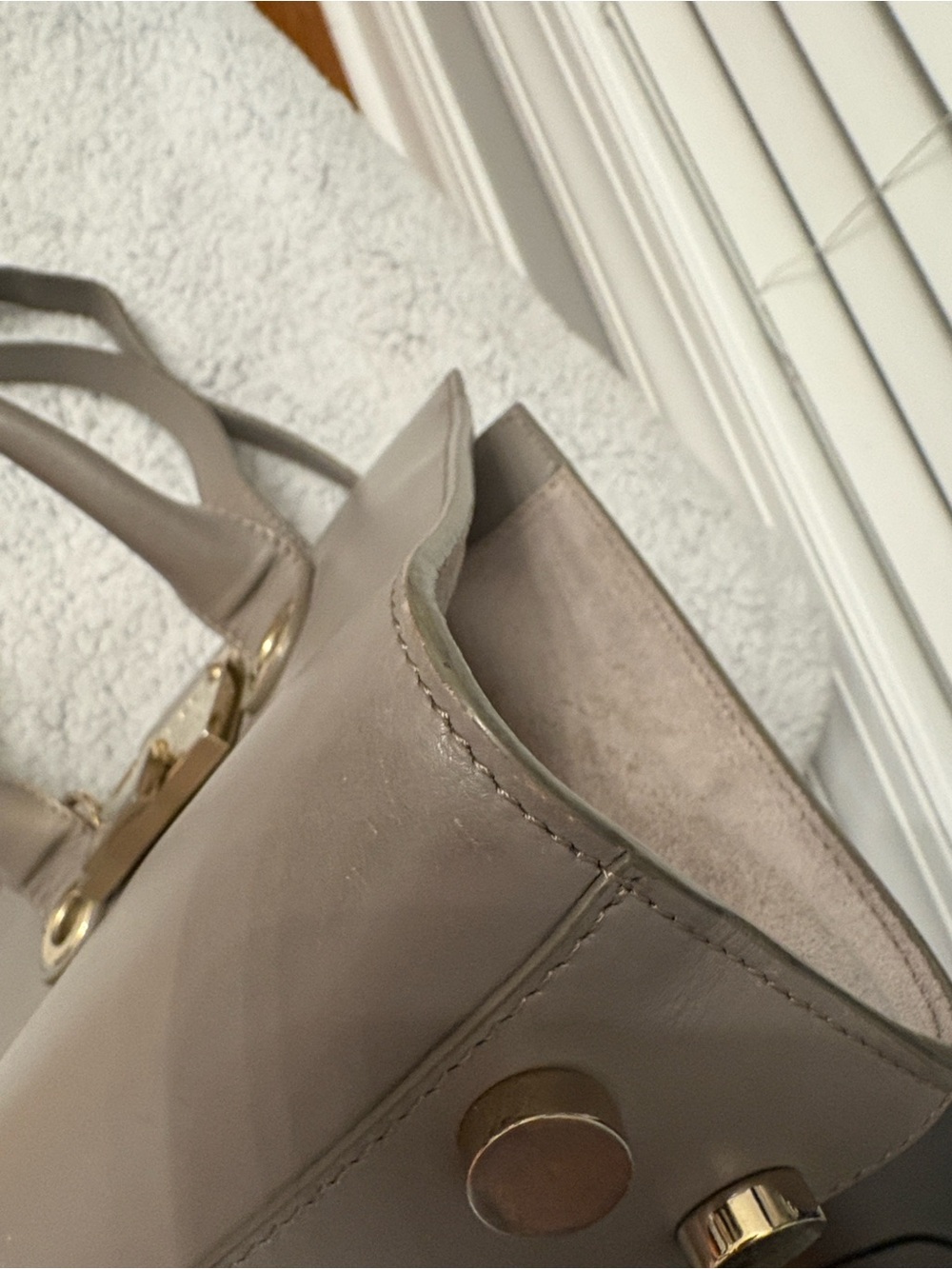 🌟 Authentic Jimmy Choo Riley S Small Calf Leather Crossbody Handbag Taupe Gray - Picture 13 of 14